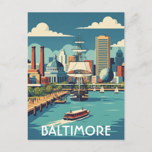 Maryland Baltimore Inner Harbour Travel Postcard