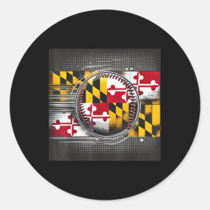 Maryland Baseball Player Design With State Flag Ar Classic Round Sticker