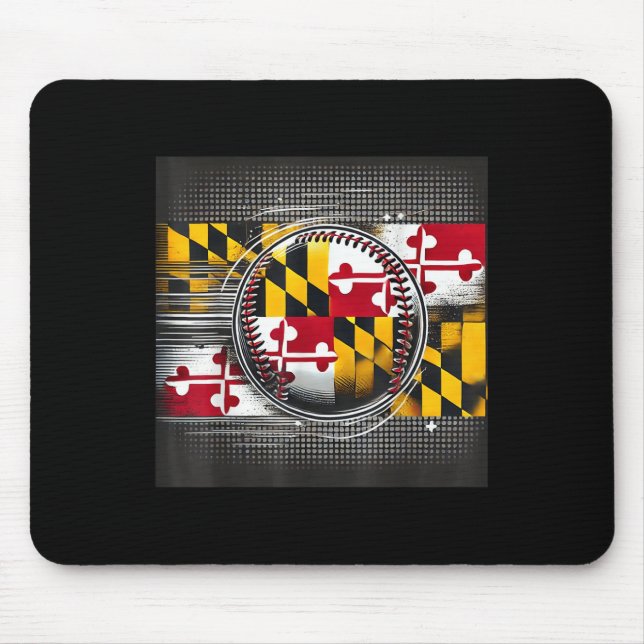 Maryland Baseball Player Design With State Flag Ar Mouse Pad (Front)