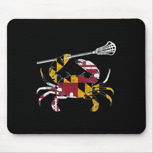 Maryland Blue Crab Lacrosse Lover Tee Flag Of Mary Mouse Pad