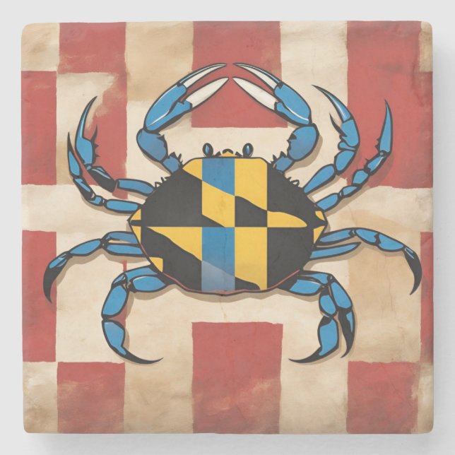 Maryland Blue Crab Stone Coaster (Front)