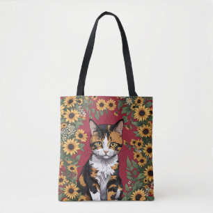 Maryland Calico Cat And Black Eyed Susan Flowers 3 Tote Bag