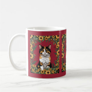 Maryland Calico Cat And Black Eyed Susan Flowers 4 Coffee Mug