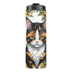 Maryland Calico Cat And Black Eyed Susan Flowers Thermal Tumbler