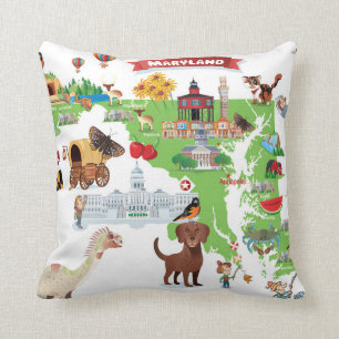 Maryland Cartoon Map Cushion