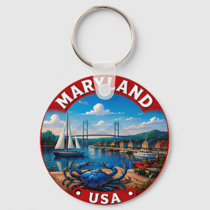 Maryland Chesapeake Coastal State Pride Key Ring