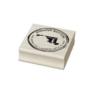 Maryland Circle Handdrawn Wreath Rubber Stamp