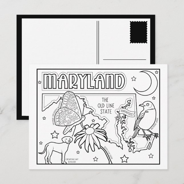 maryland colour me collage postcard (Front/Back)