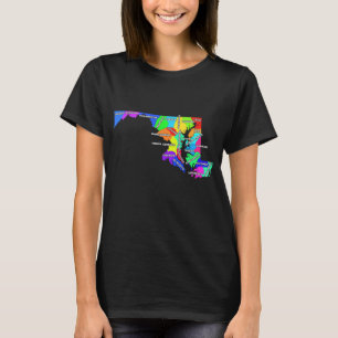 Maryland County Map  US boundaries Capital T-Shirt