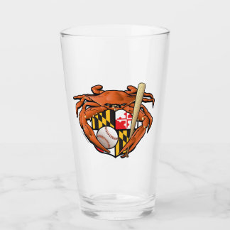 Maryland Crab Baseball Crest Glass