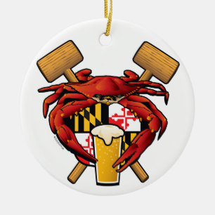 Maryland Crab Feast Crest Ceramic Ornament