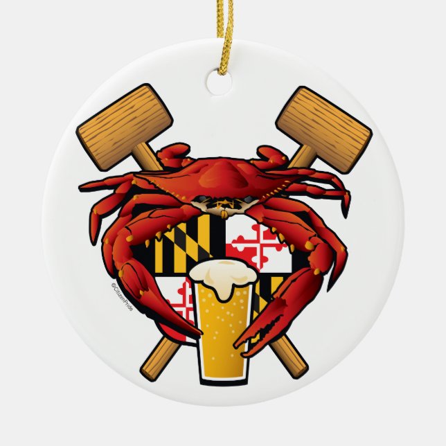 Maryland Crab Feast Crest Ceramic Ornament (Front)