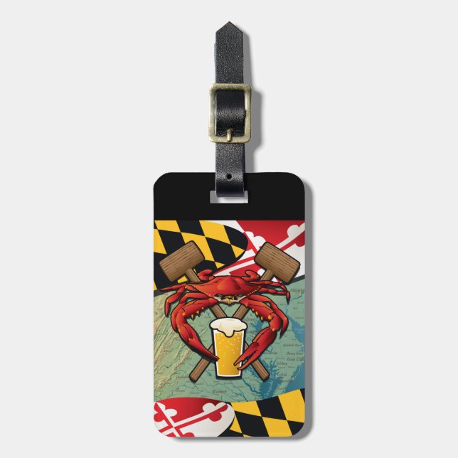 Maryland Crab Feast Crest Luggage Tag (Front Vertical)