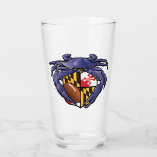 Maryland Crab Football Crest Glass