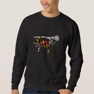 Maryland Crab Holding Lacrosse Stick Boys Girls LA Sweatshirt