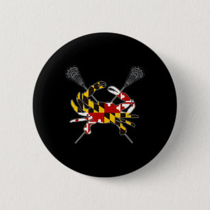 Maryland Crab Lacrosse Crossed Stick Md Flag Match 6 Cm Round Badge