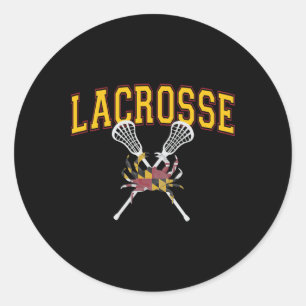 Maryland Crab Lacrosse Crossed Sticks Lax Md Flag  Classic Round Sticker