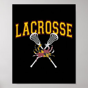 Maryland Crab Lacrosse Crossed Sticks Lax Md Flag Poster