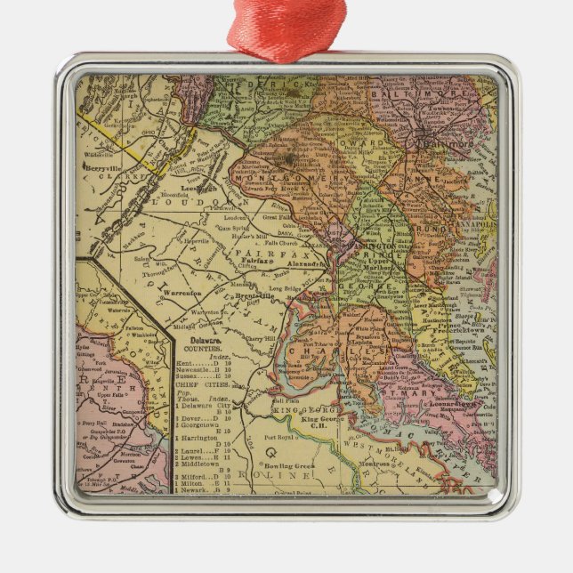 Maryland, Delaware Metal Ornament (Front)