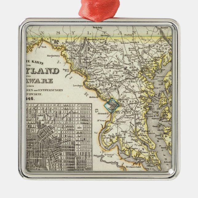 Maryland, Delaware Metal Tree Decoration (Front)