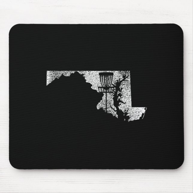 Maryland Disc Golf State With Basket Distressed Gr Mouse Pad (Front)