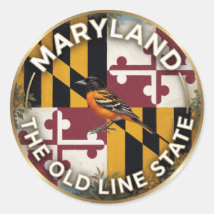 🦜 Maryland Flag and Baltimore Oriole Heritage Classic Round Sticker