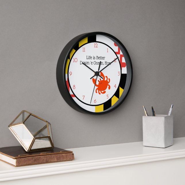 Maryland Flag and Crab Personalised Wall Clock (Office)