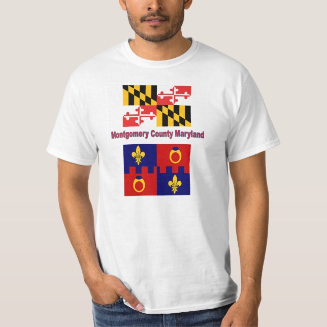 Maryland Flag and Montgomery County Flag T-shirt (Front)