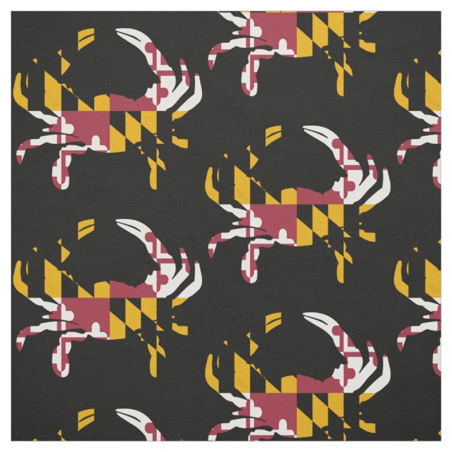 Maryland Flag Blue Crab Pattern Fabric (Swatch)