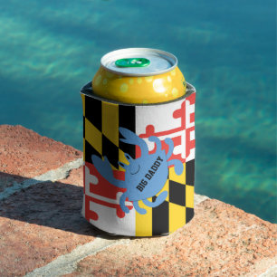 Maryland Flag Blue Crab Personalised Can Cooler
