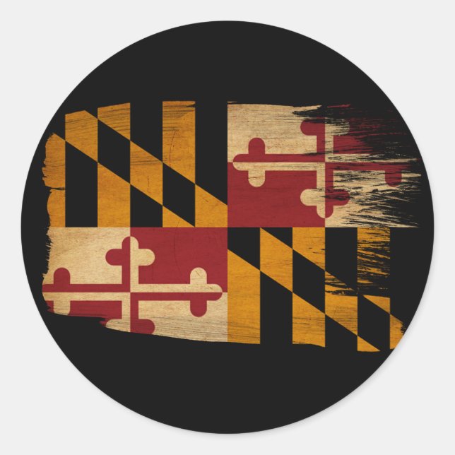 Maryland Flag Classic Round Sticker (Front)