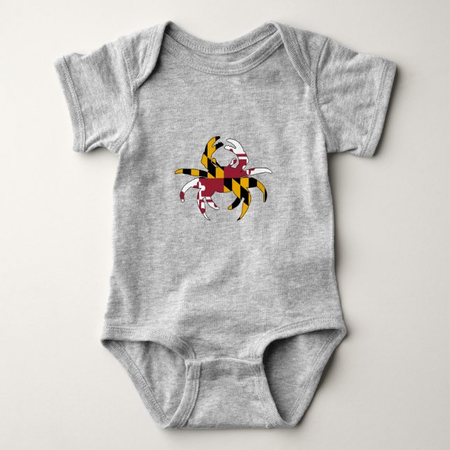 Maryland Flag Crab Baby Bodysuit (Front)