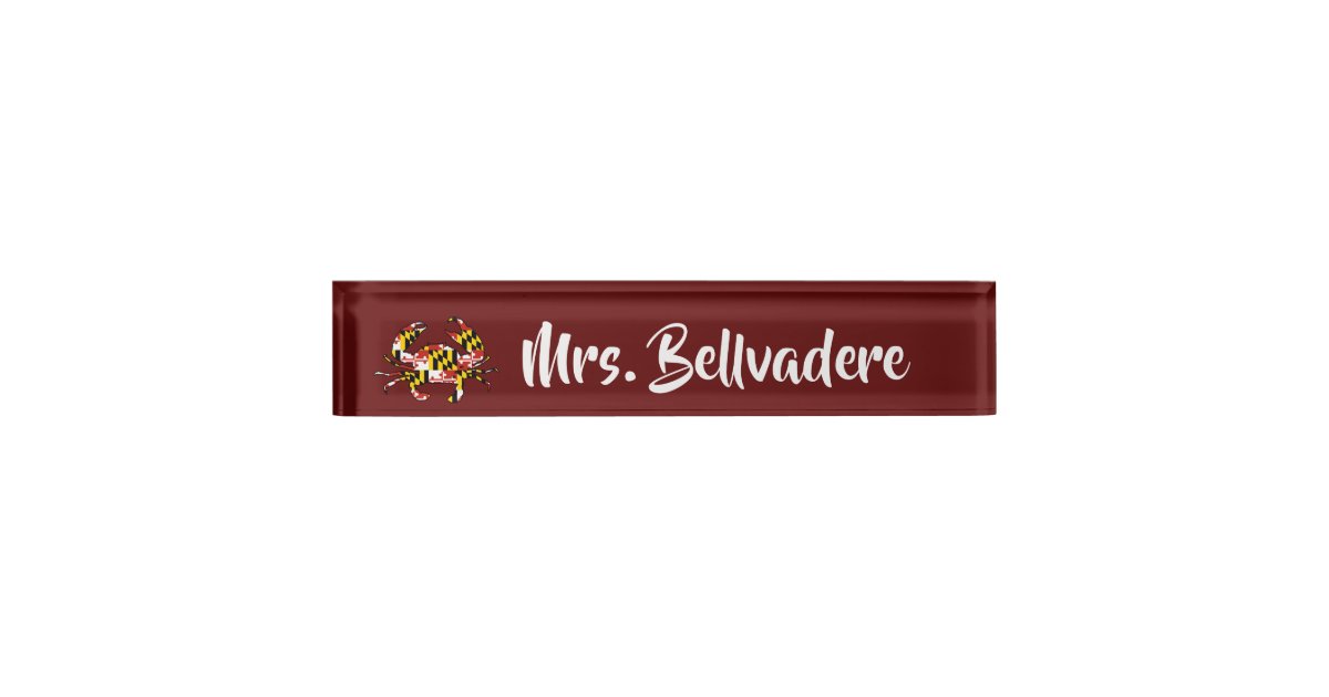 Maryland Flag Crab Customisable Name Plate 