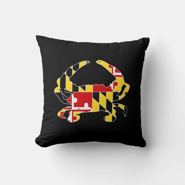 Maryland Flag Crab Polyester Throw Pillow 16" x 16 (Front)