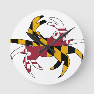 Maryland Flag Crab Round Clock