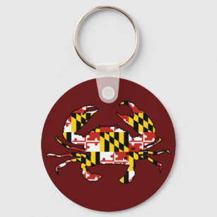 Maryland flag crab round keychain