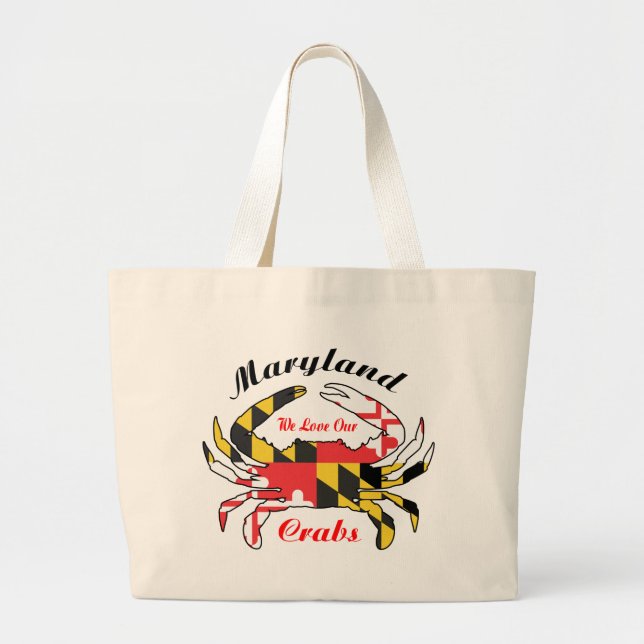 Maryland flag crab steamed crabs beach tote bag (Front)
