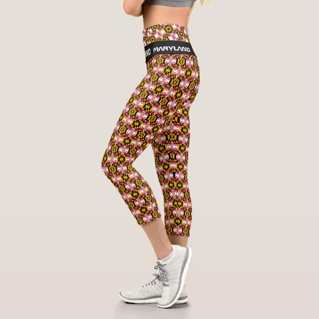 Maryland Flag fashion & Maryland, Fitness, Sports Capri Leggings (Left)