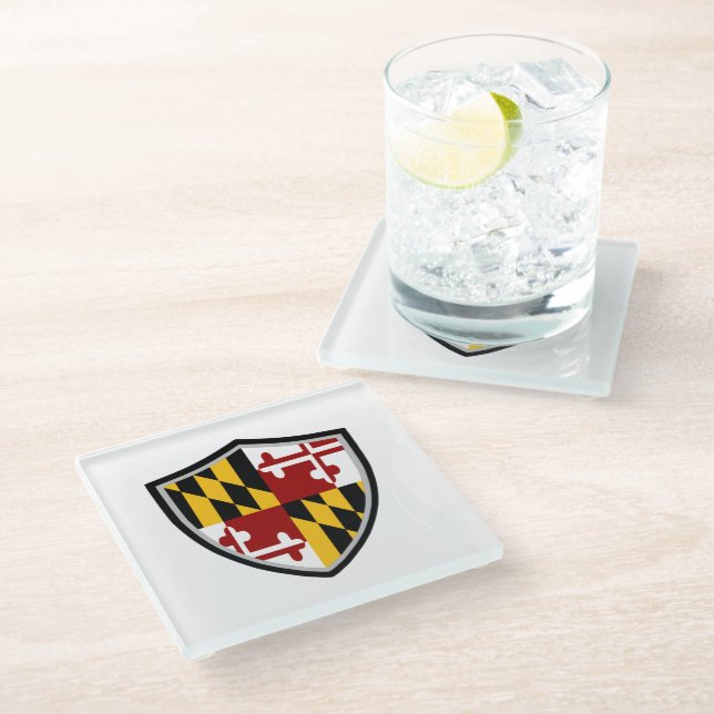 Maryland flag glass coaster (Angled)
