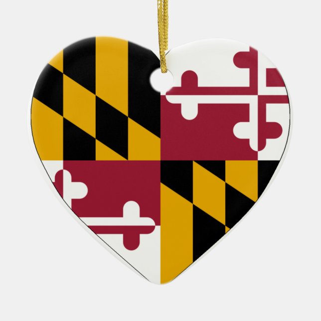 Maryland Flag Heart Ceramic Tree Decoration (Front)