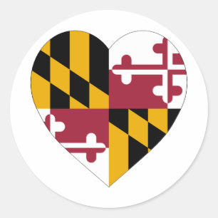 Maryland Flag Heart Classic Round Sticker