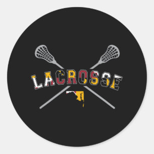 Maryland Flag Lacrosse Boys Hoodie Mens College La Classic Round Sticker