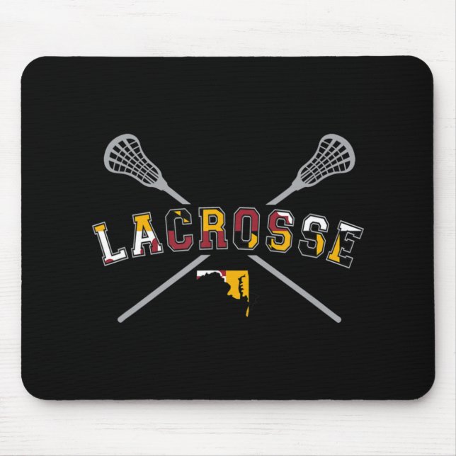 Maryland Flag Lacrosse Boys  Mens College LAX Stic Mouse Pad (Front)