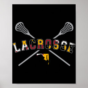 Maryland Flag Lacrosse Boys Mens College LAX Stic Poster