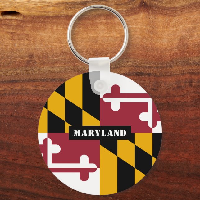 Maryland Flag & Maryland holiday, patriots /sports Key Ring (Front)