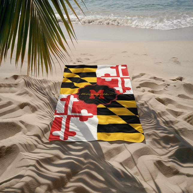 Maryland Flag Monogram Personalised Beach Towel (Creator Uploaded)
