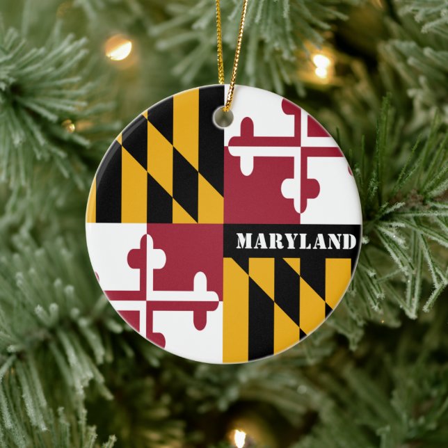 Maryland Flag Ornament, Christmas, Maryland Ceramic Ornament (Tree)