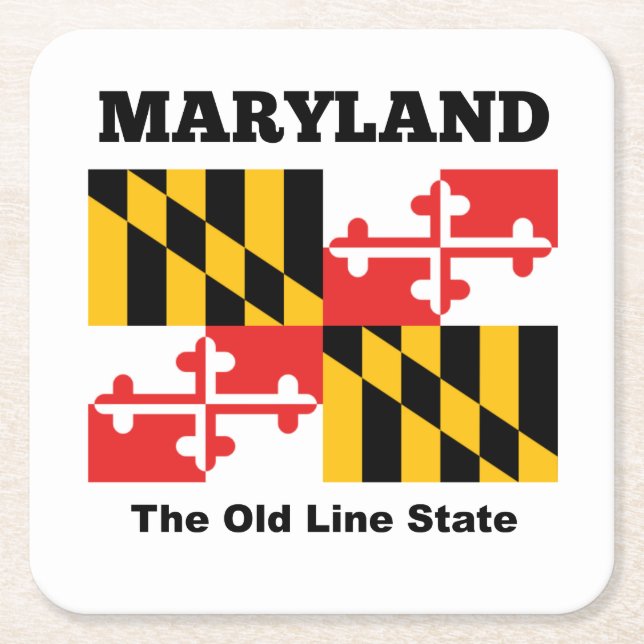 Maryland flag square paper coaster (Front)