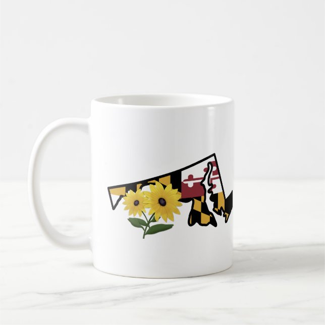 Maryland Flag with State Flower Black Eyed Susan Coffee Mug (Left)