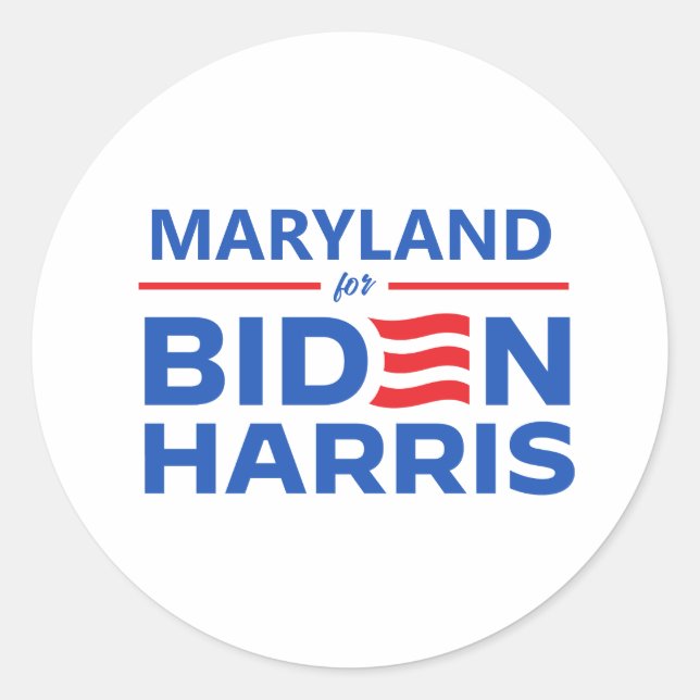 Maryland for Biden Harris Classic Round Sticker (Front)